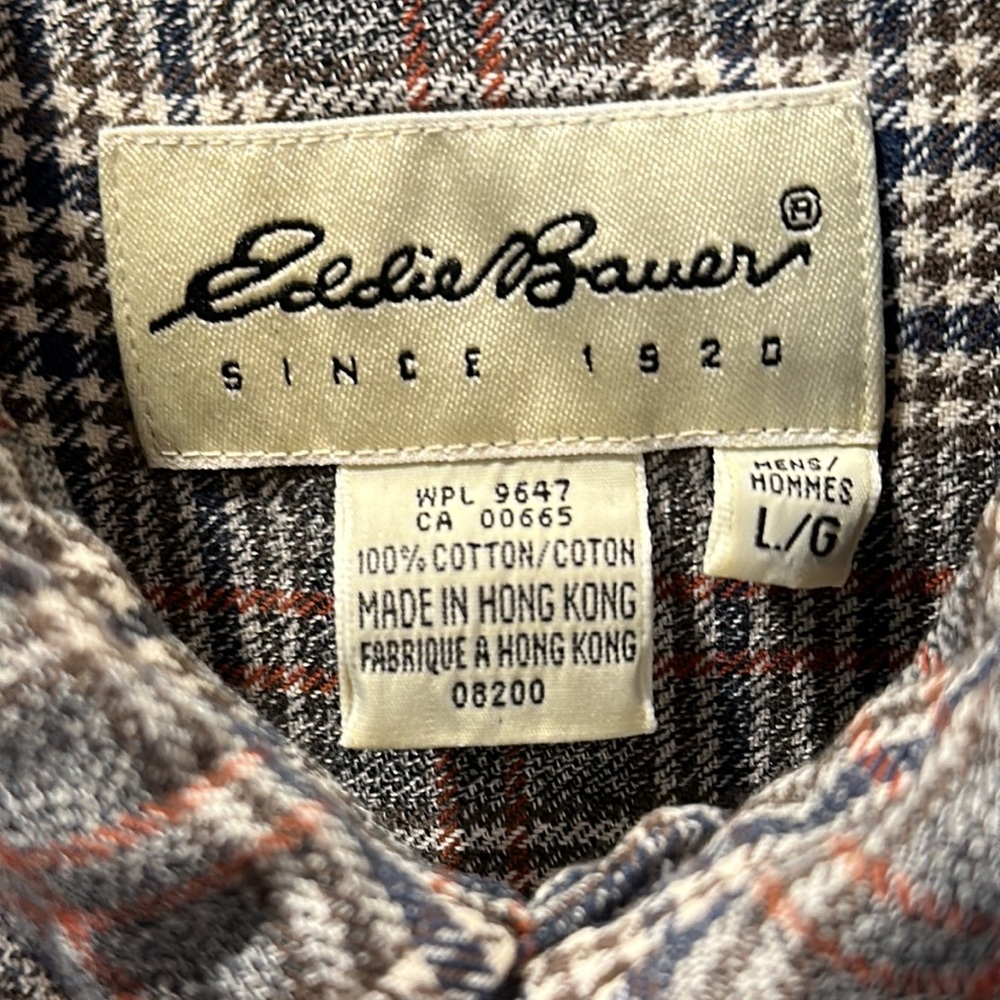 EDDIE BAUER Mens Plaid Button Down Long Sleeve Shirt 3558 Size L - Picture 2 of 9